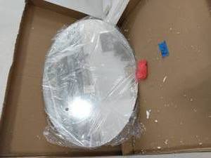 lot 76 image: Infinity 24 in. W x 36 in. H Frameless Oval Glass Wall Decor Mirror with Beveled Edge