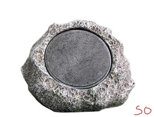 lot 50 image: Solar 3.5 7 in. 5-Watt Outdoor Wireless Rock Speaker with Multi-Linking Bluetooth Technology