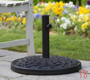 lot 18 image: Cross Weave Round Metal Patio Umbrella Base in Black