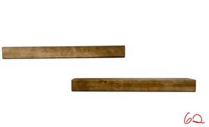 lot 62 image: Artisan Haute 6 in. x 36 in. x 3.5in Dark Walnut Pine Wood Floating Box Set of 2 Decorative Wall Shelves
