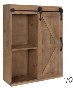 lot 72 image: Cates 8 in. x 22 in. x 28 in. Rustic Brown Wood Decorative Cabinet Wall Shelf
