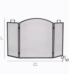lot 96 image: Classic Black Steel 3-Panel Fireplace Screen