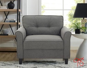 lot 98 image: Hazel Chair with Upholstered Fabric Rolled Arms, Heather Gray