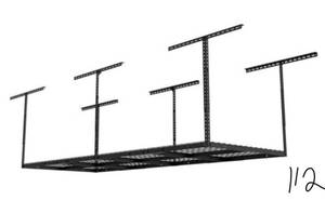 lot 112 image: FLEXIMOUNTS Black Adjustable Height Steel Overhead Garage Storage Rack (36 in. W x 96 in. D)