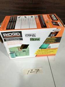 lot 127 image: RIDGID OSHA Compatible Kit with HEPA Level Filtration and Cyclonic Dust Bags for Select 12 -16 Gal. WetDry Shop Vacuums