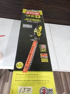 lot 137 image: RYOBI ONE 18V 22 in. Cordless Battery Hedge Trimmer (Tool Only)