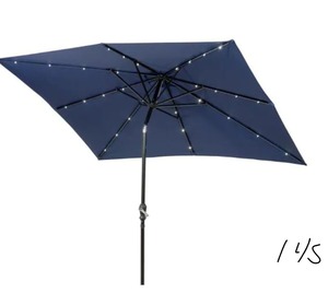 lot 145 image: 9 ft. x 7 ft. Rectangular Market Solar Lighted Patio Umbrella in Navy