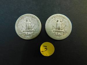 Two 1941 90% Silver Washington Quarters