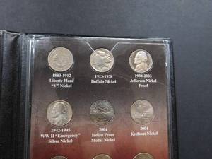 100 Years of American Nickels 9 nickels, including V Nickel, Buffalo Head, Jefferson, Silver War Nickel, etc.