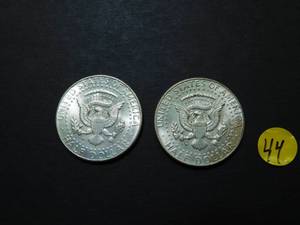 Two Circulated  1964-D Kennedy Half Dollars