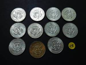 Eleven 40% Silver Kennedy Half Dollars  One 1965 and Ten 1966s