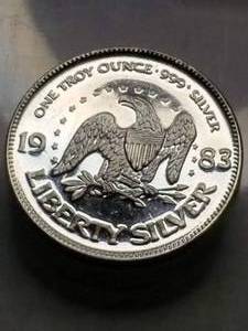 1 TROY OZ. .999 FINE SILVER 1983 A-MARK LIBERTY