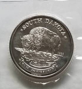 1 TROY OZ. .999 FINE SILVER SOUTH DAKOTA 1889-1989 SEALED