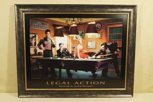 lot 144 image: Large Framed Picture - Monroe, Dean, Bogart, Elvis