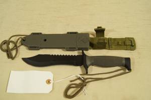 lot 108 image: Large Bowie Knife with Rigid Sheath