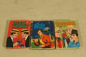 lot 63 image: 3 Vintage Little Big Books - Dick Tracy, Invaders, Bonanza
