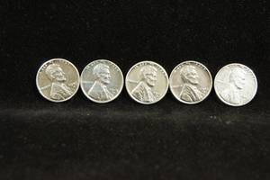 lot 27 image: 5 1943-S Wartime Steel Penny Coins