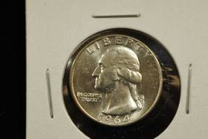 lot 12 image: 1964-D Washington Silver Quarter Coin