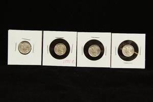 lot 15 image: 4 Mercury Silver Dime Coins