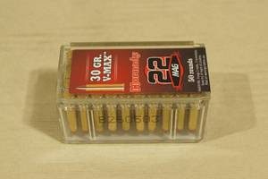 lot 15 image: 50 Hornady .22 Mag 30 Gr V-Max Ammo