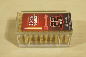 lot 16 image: 50 Hornady .22 Mag 30 Gr V-Max Ammo