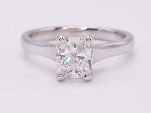 New Breathtaking 1.02 Carat Radiant Diamond Solitaire Ring in 14k White Gold