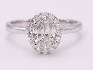 New Never Worn Stunning 1.00 Carat Diamond Halo Ring in 14k White Gold