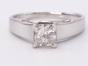 Contemporary .85 Carat Princess Cut Diamond Solitaire Ring in 14k White Gold