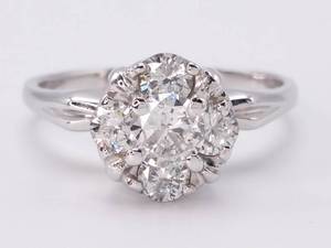 Gorgeous 1.00 Carat Composite Diamond Estate Ring in 18k White Gold