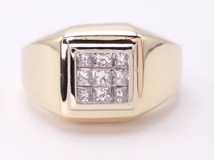 12 Carat of Channel Set Princess Cut Diamonds in 14k Thick Yellow Gold