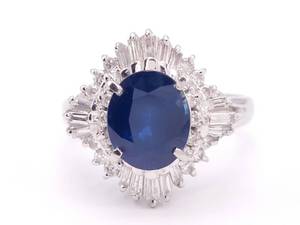 Regal 1.65 Carat Blue Sapphire and Diamond Estate Ring in Platinum