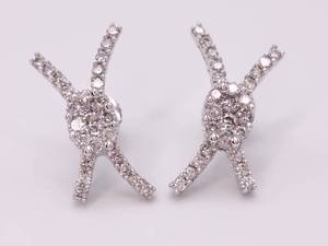 1.00 Carat X Diamond Earrings in 14k White Gold