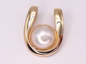 Grand Mabe Pearl Slide Estate Pendant in 18k Heavy Yellow Gold