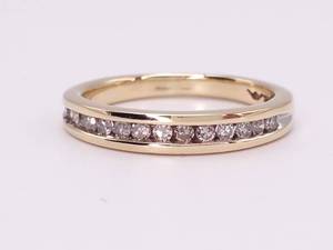 Stackable Diamond Channel Set Yellow Gold Band  Ring