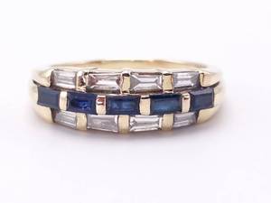 Glittering 1.00 Carat Diamond and Blue Sapphire Layered Ring in 14k Yellow Gold