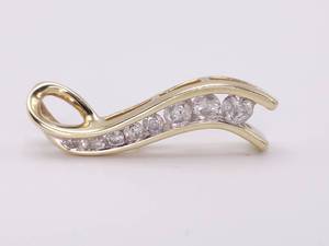Free Form Channel Set Diamond Wave Pendant in 14k Yellow Gold