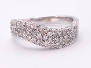 1.21 Carat Diamond Wave Estate Ring in 14k White Gold
