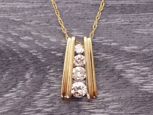 Art Deco Styled .60 Carat Diamond Pendant  Necklace in 14k Yellow Gold