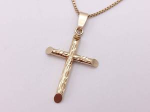 Divinely Shimmering 14k Gold Cross Necklace