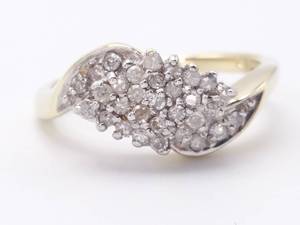 Marvelous 12 Carat Diamond Cluster Wave Ring in 14k Gold