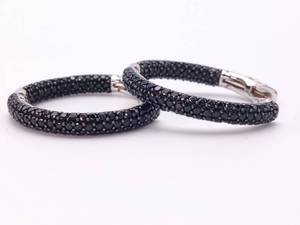 Stunning Onyx and Silver Hinged Earrings with Beautiful Heart Filigree