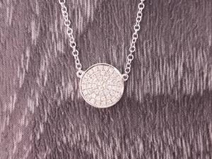 Round Pave Diamond Cluster Necklace and Chain in 14k Gold