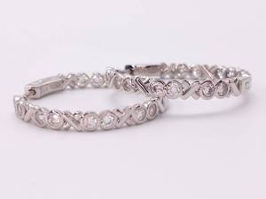 Perfect X and O Hinged Cubic Zirconium Silver Earrings