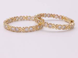 X and O Cubic Zirconium Hinged Gold Earrings