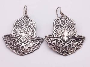 Antique Floral Design Silver Earrings