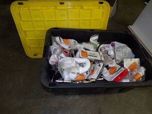 Tote with Plumbing Supplies