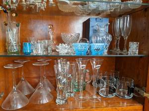 lot 47 image: Exquisite Collection of Glass Barware, Waterford Crystal Vase, and other Items