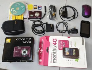 lot 203 image: Nikon Coolpix S4300 Digital Camera and TMobile My Touch 4G Lot