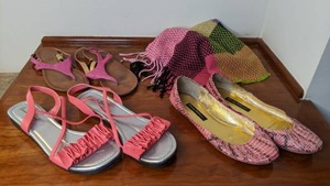 lot 146 image: Lot of Pink & Coral Sandals & Slides w Beautiful Matching Scarf Coral Bay, 9 & Co.