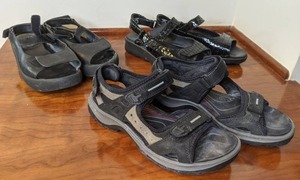 lot 147 image: Comfy Lot of Black Sandals Ecco & Wolky Size 8.5